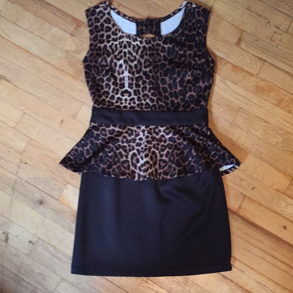 Cheetah peplum dress